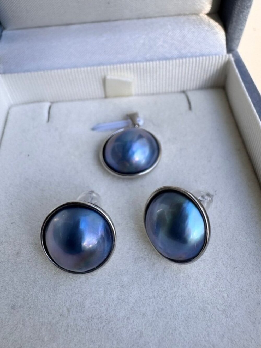 Stunning 13mm Mabe Pearl 3-Piece Set - S925 Silver